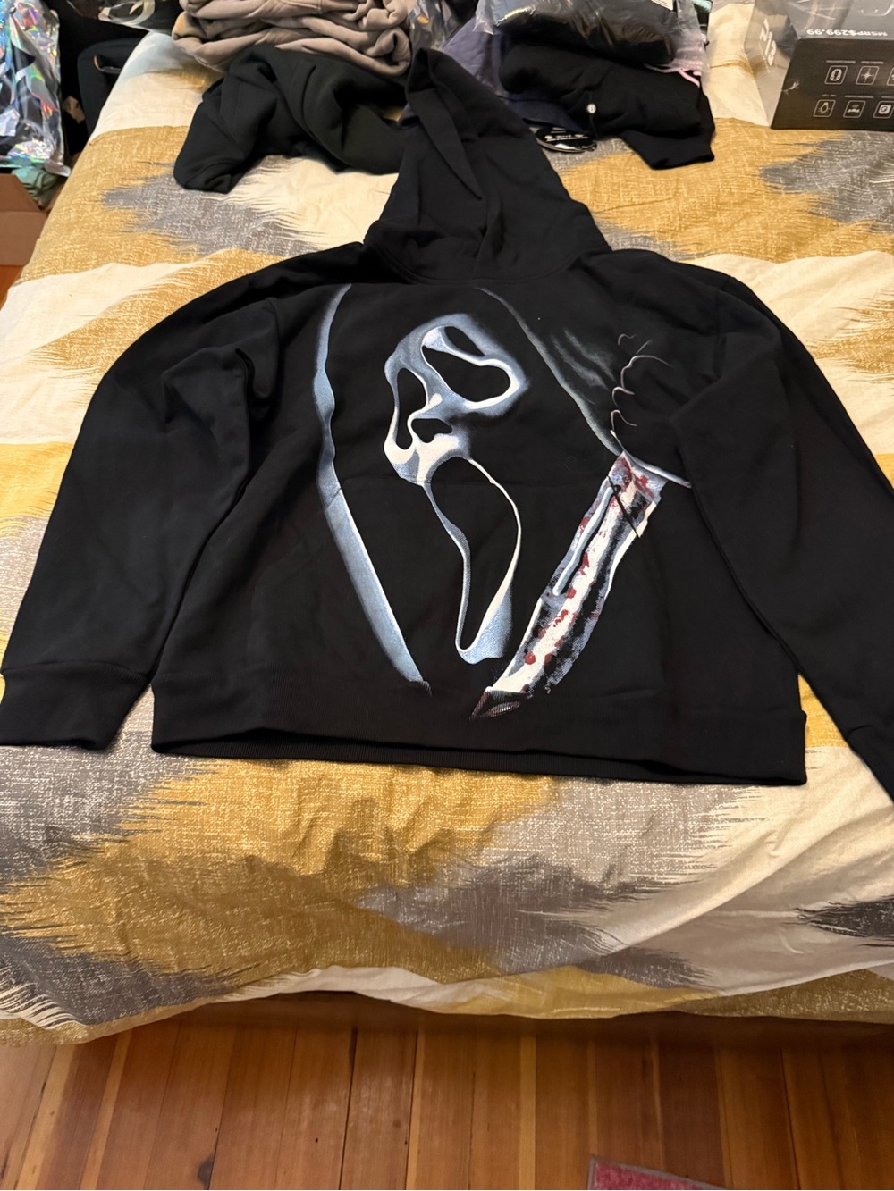 Evil Vice Men's Black Fleece Hoodie with Horror Mask Graphic Size XL